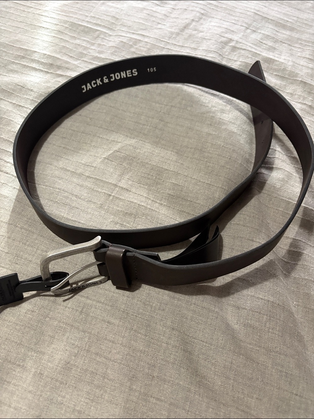 New Jack & Jones Men's Black (almost dark brown) Leather Belt